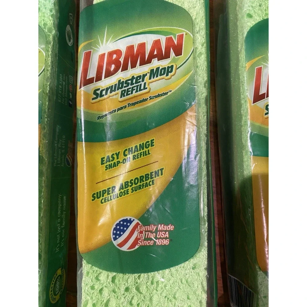 Lot Of 3 Libman Scrubster Floor Mop‎ Spone Refill Easy Change Snap-On And Off